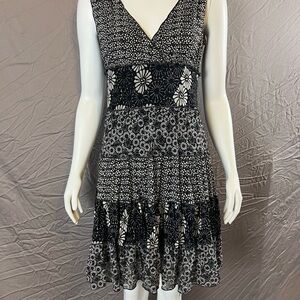 Sophie Max Black and White Patterned Midi Dress